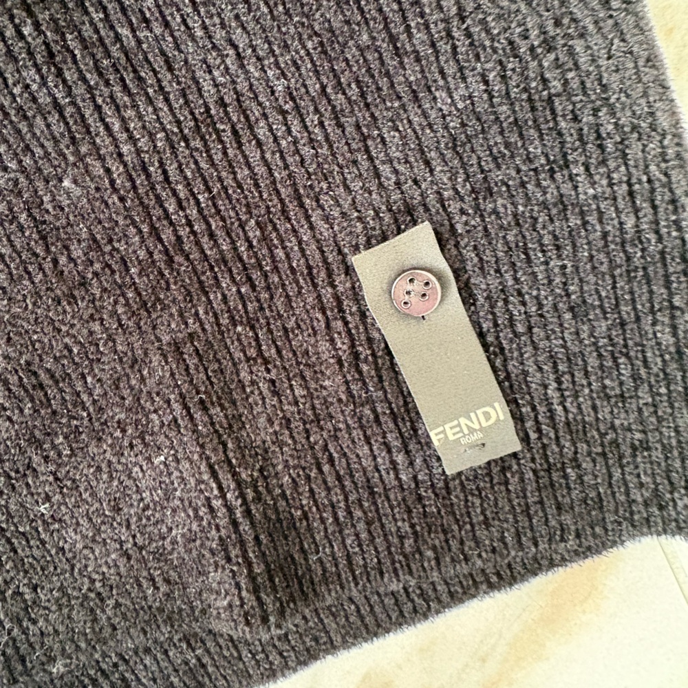 Fendi Roma Scuba Hood Knit Sweater | Navy & Black | IT 54 - Picture 3 of 6